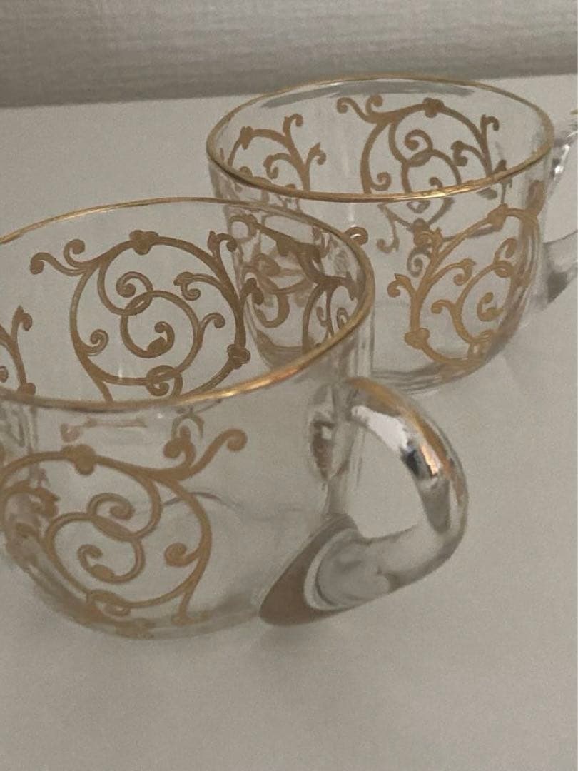 オールドサンルイ・金彩・唐草模様デザートカップ2個セット