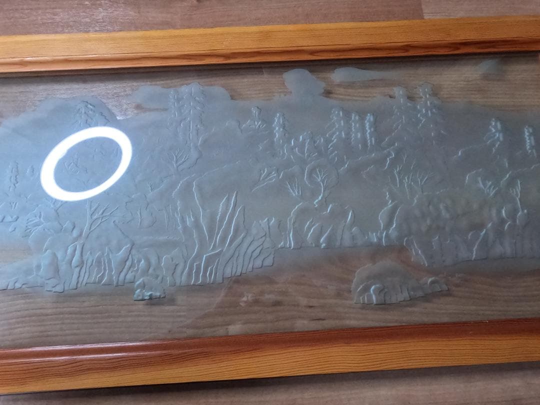 欄間　ガラス　磯の松原　羽衣