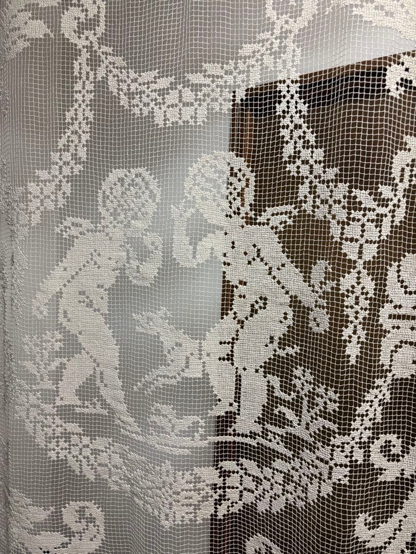 レースタペストリー 天使と動物のデザイン レア　フランスレース　アンティーク