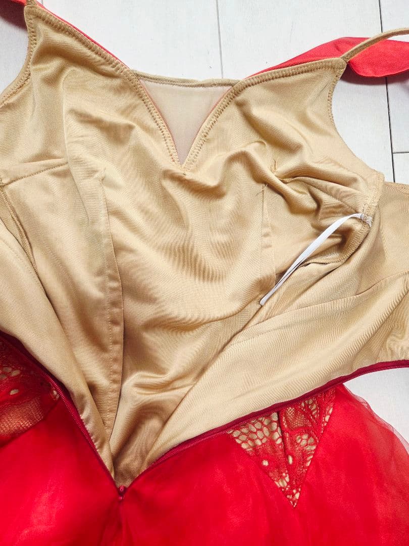 シンプル レッドレース×チュール スタンダードドレス トライアル 社交ダンス