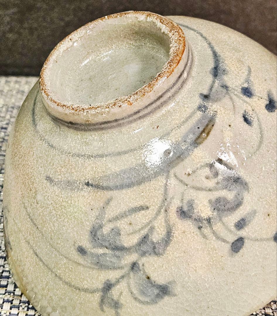 江戸時代初期　初期伊万里　染付　草花図 碗　茶碗　呼び継ぎあり　陶片　古陶磁器