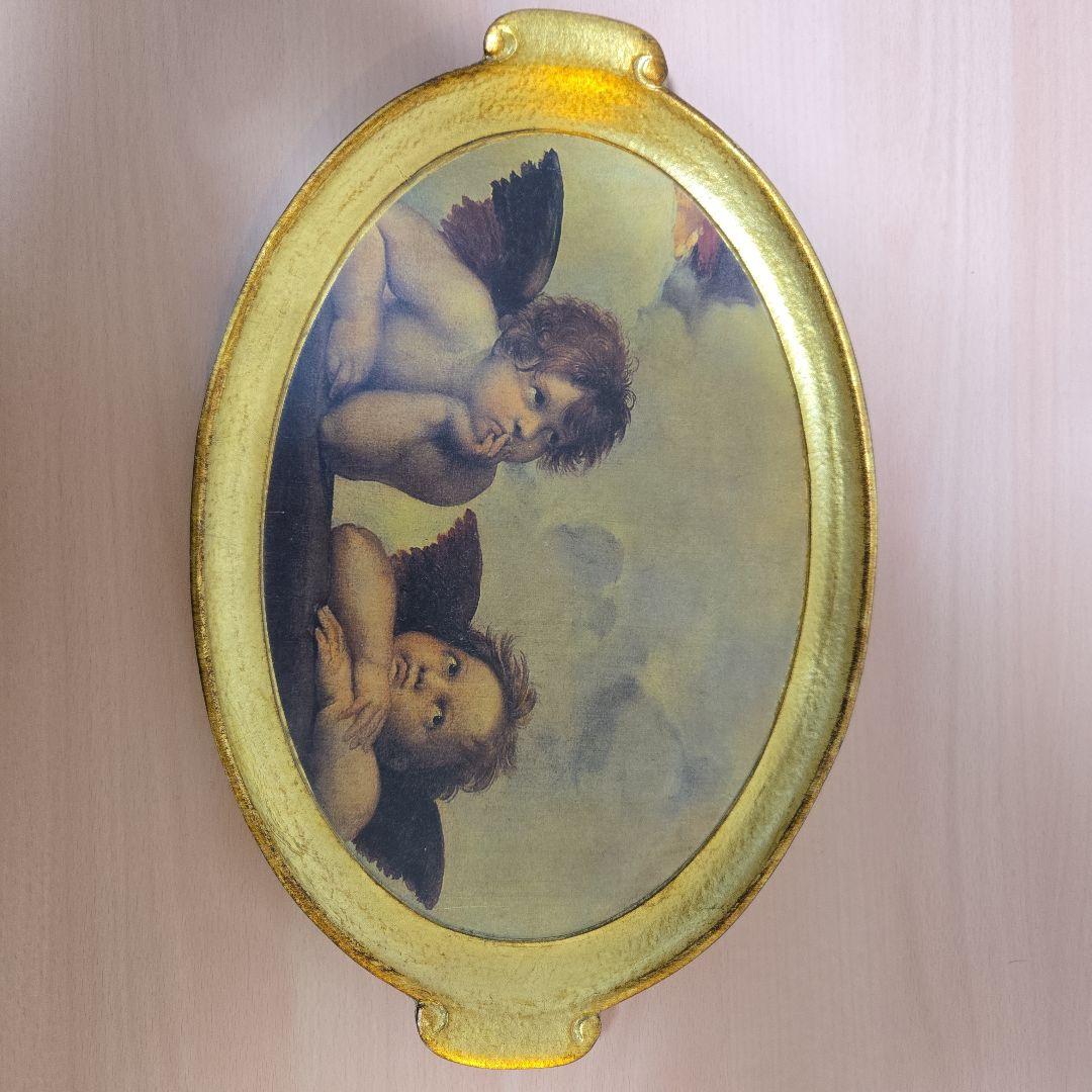 イタリア製 ラファエロ　天使のハンドペイントオーバルプレート