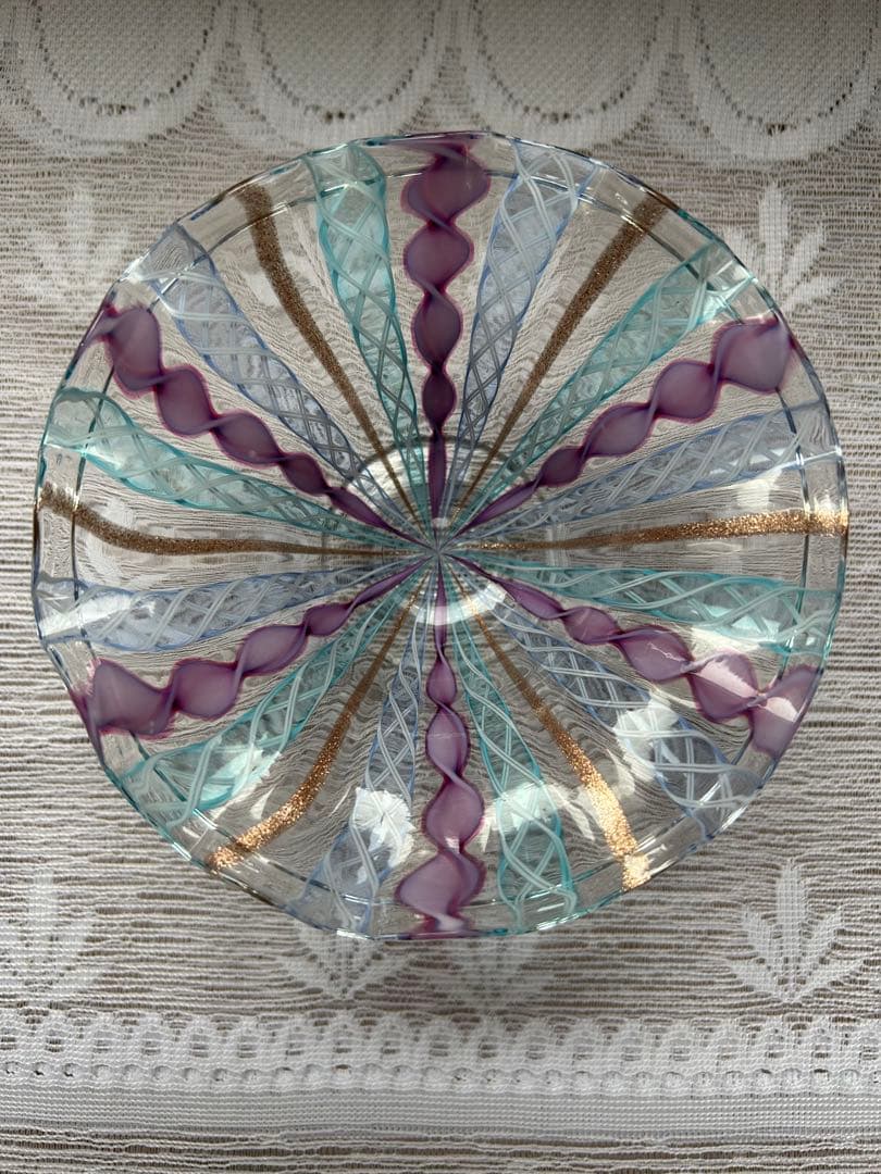ベネチアングラス ガラス コンポート レース