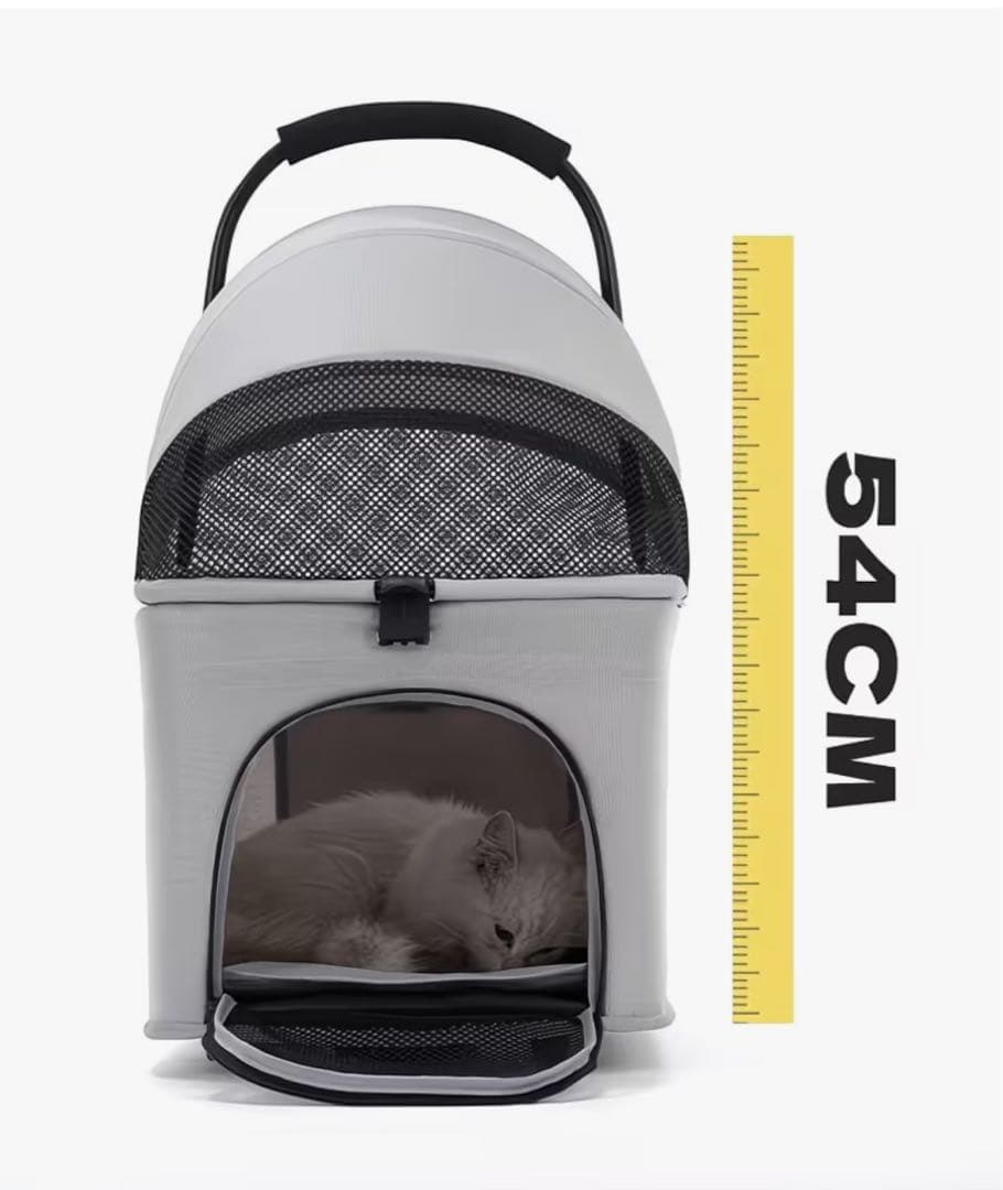 ペットカートブラック色2段式分離型多頭飼い対応軽量 折りたたみ式 犬用カート