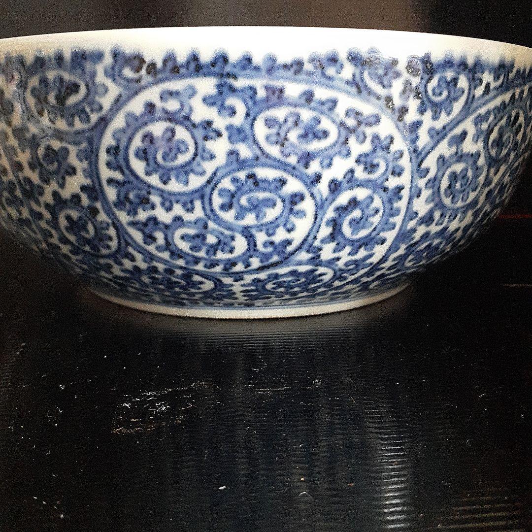 江戸時代染付たこ唐草鉢