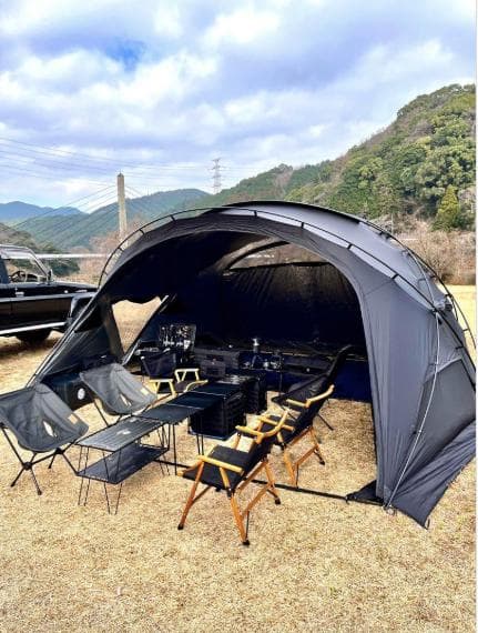 M-㉑【訳ありUSED C/破損】G-tent-L カーキ 大型 テント黒