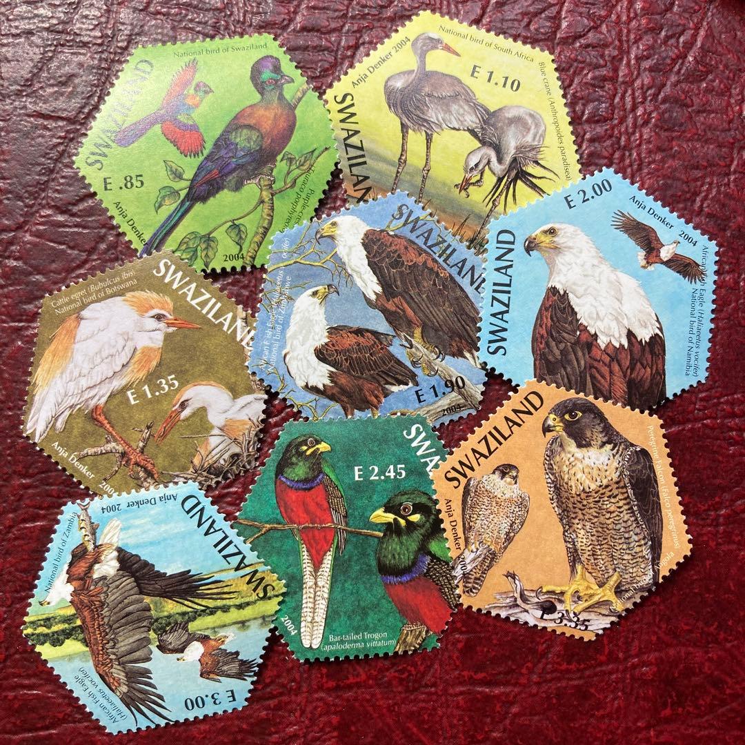 44833セール2点限→残1  外国切手未使用　スワジランド発行鳥8種揃