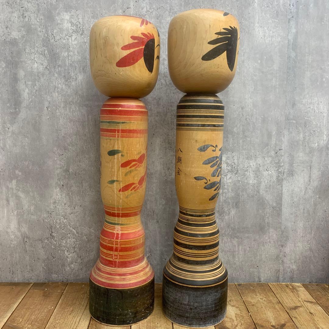 3F 【名工 平賀謙一 作】作並こけし 2体セット 伝統工芸品 サイン入り