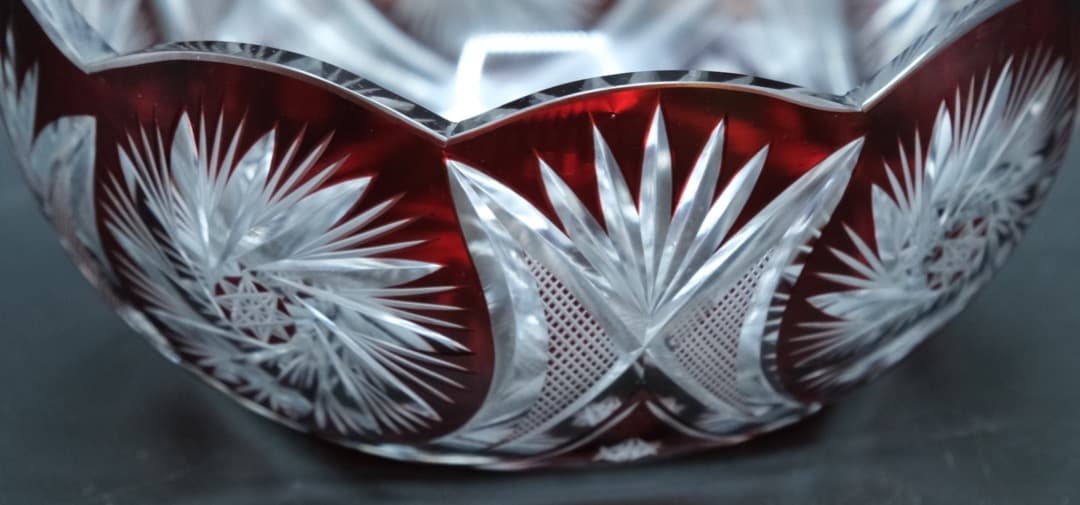 ガラス　鉢　江戸切子　伝統工芸　時代物　送料無料