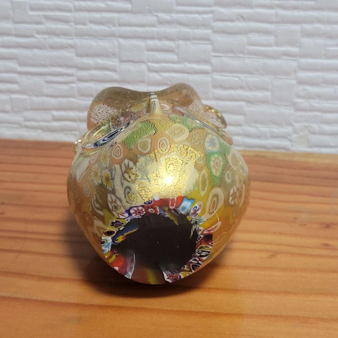 イタリアベネチアガラス　ムラノガラス　フクロウ　金彩