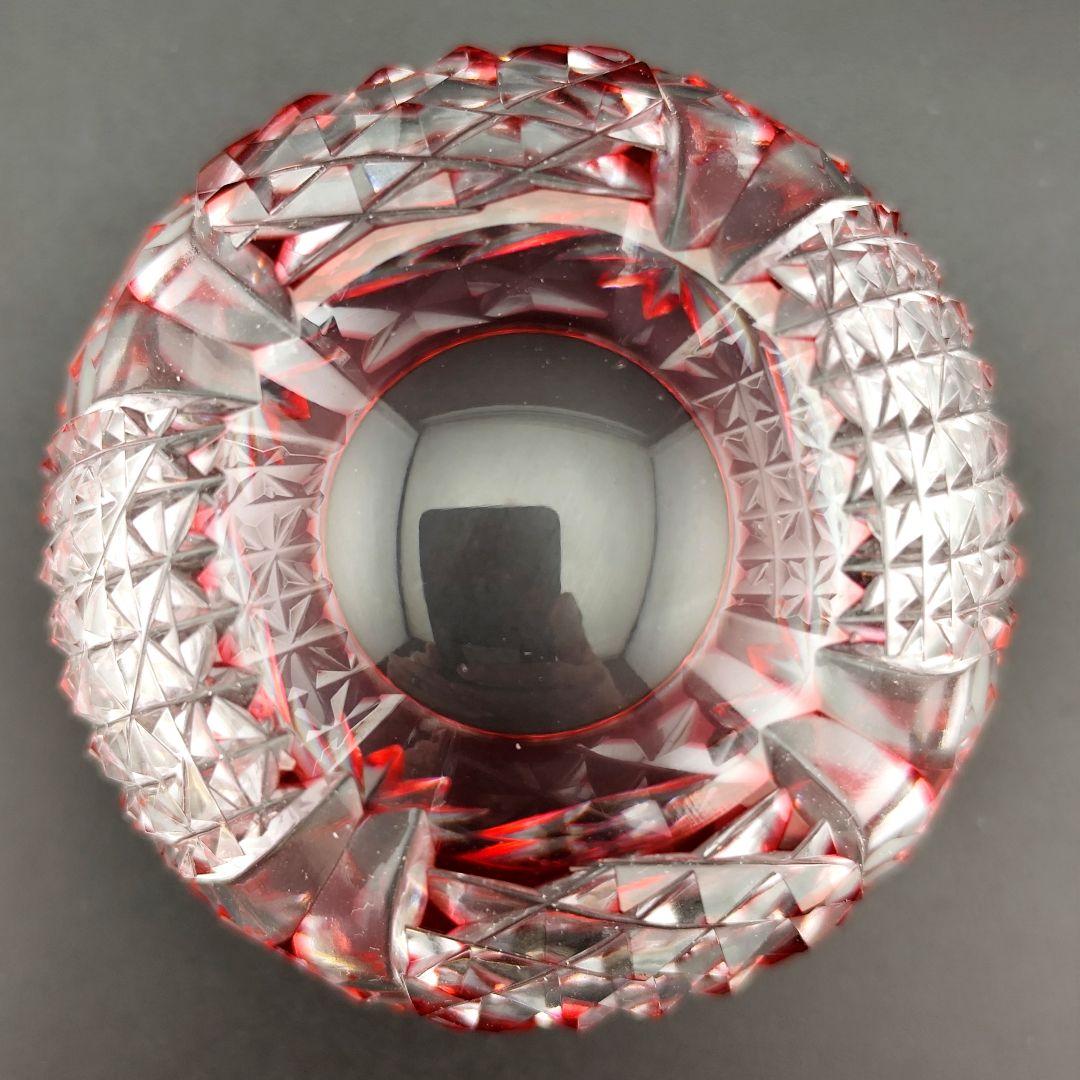 超希少品☆カガミクリスタル 木村秋男 猪口 金赤（切子 江戸切子 薩摩切子）