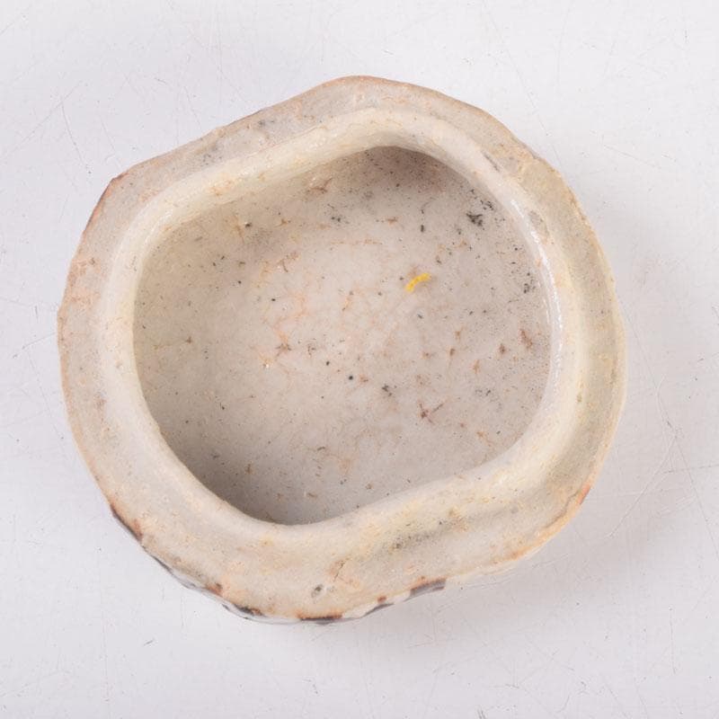 茶道具　織部焼　山口錠鉄作　香合　時代箱　V　8373