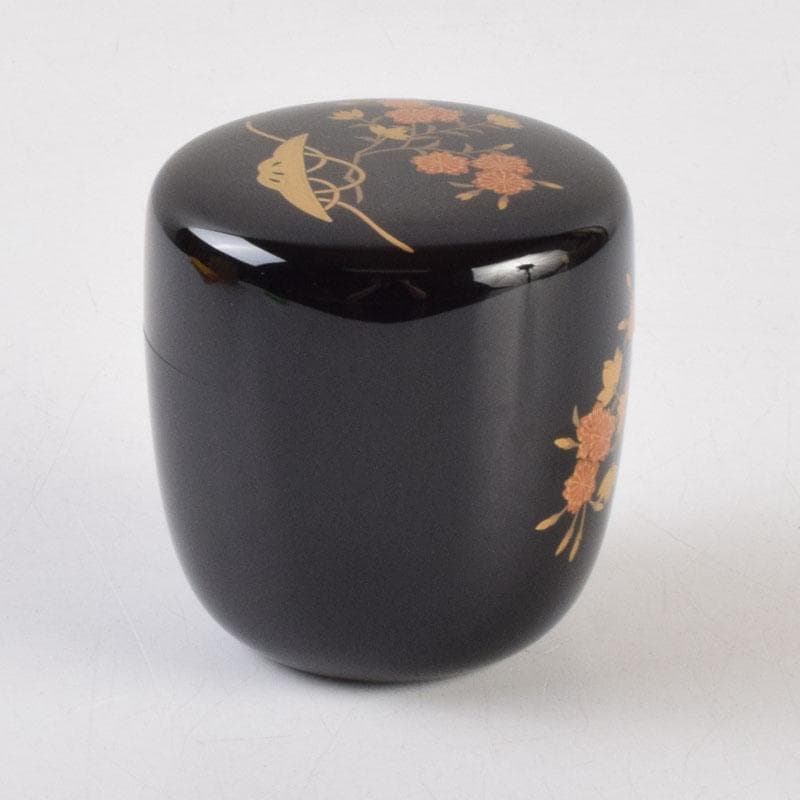 茶道具　加賀蒔絵師　中村孝也作　桜蒔絵　中棗　共箱　V　9196