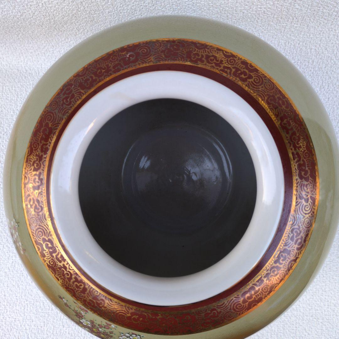 九谷焼　桜と鳥の金彩陶器花瓶 　　　　　　　　　徳田正彦　作