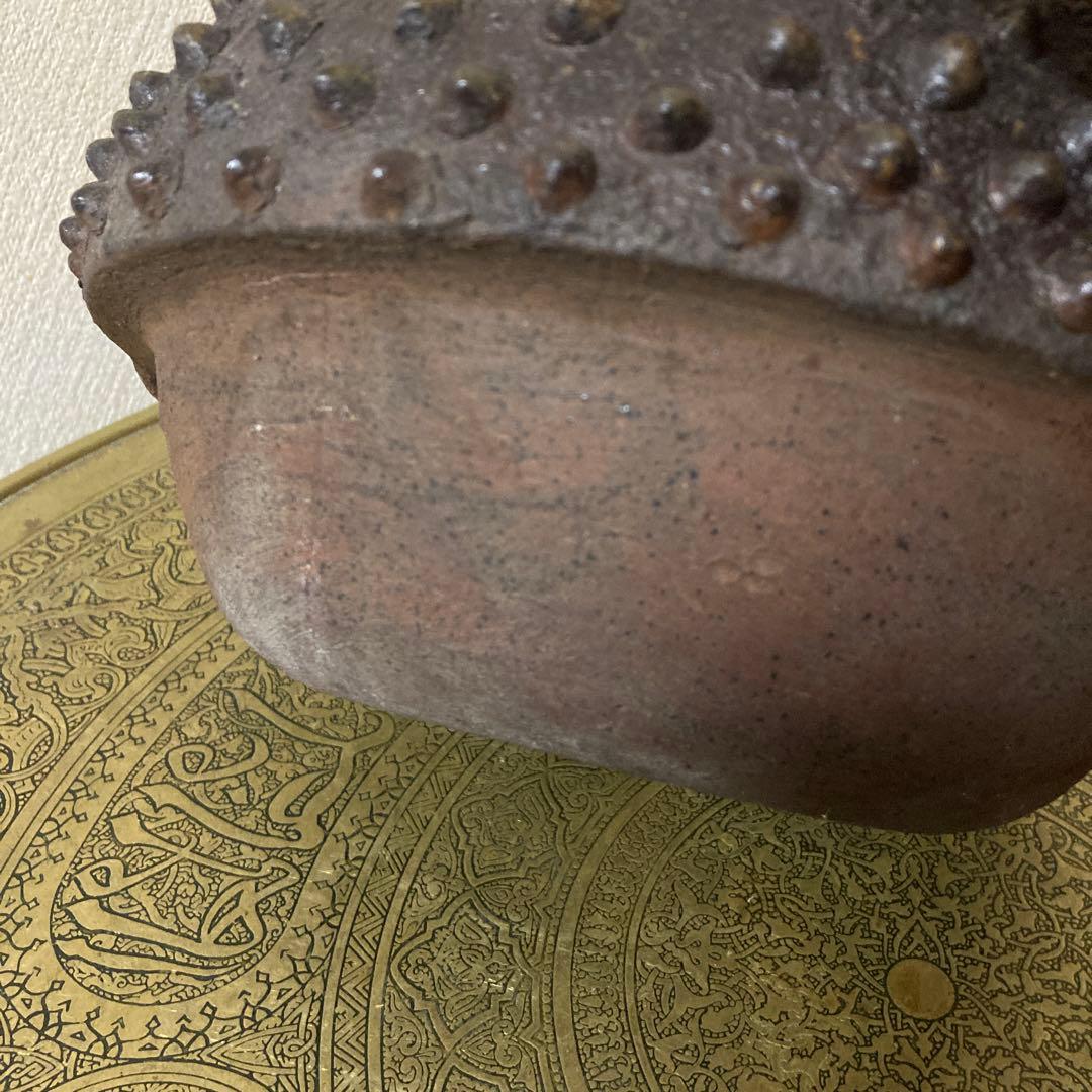珍品　鉄瓶風　陶器製　時代古水指　壺　焼物〈検 古備前　茶道具　古常滑