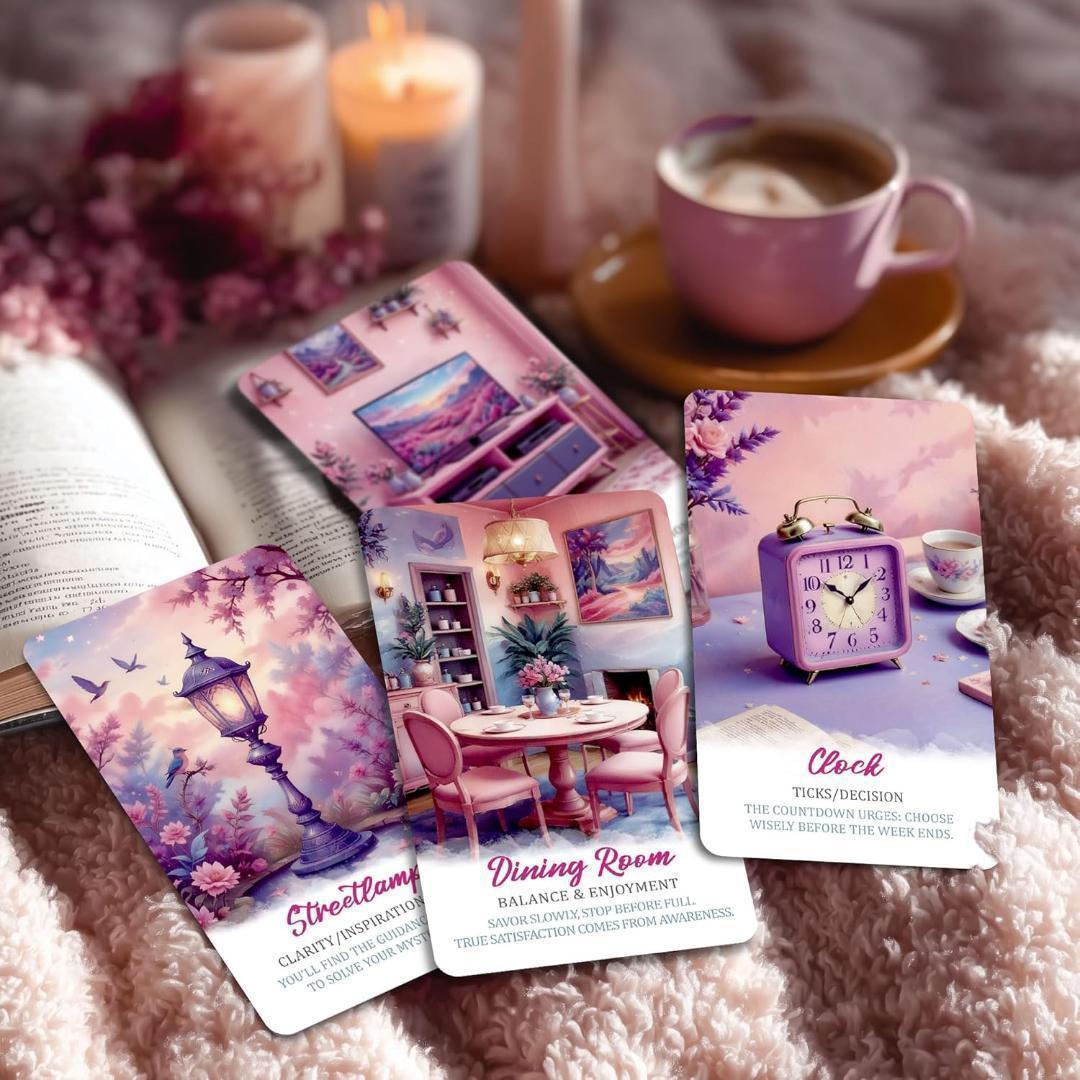 【正規品オラクルカード】夢可愛い✨ピンクエッジ✨家がテーマの女子力溢れるデッキ