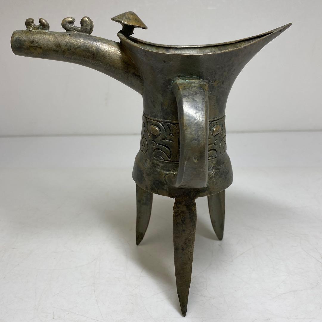 中国美術 古銅 しゃく 高さ約16cm 重さ430g タサオ 東T8-0206①