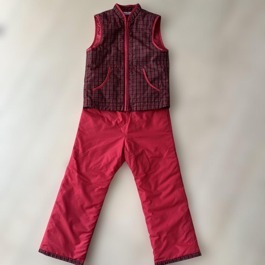 ファミリア　中綿スキーウェア　雪遊びウェア　防寒着セットアップ　100cm