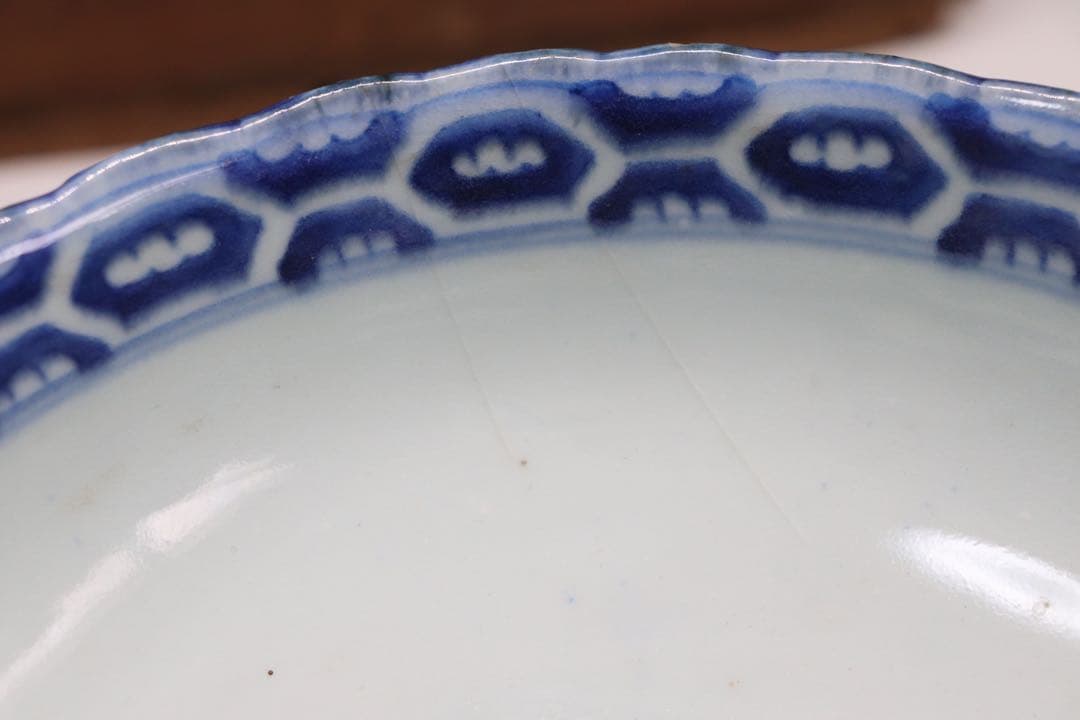 中国　清朝期　大清乾隆年製　染付内鶴紋&外山水紋お碗　共箱　送料込み0805