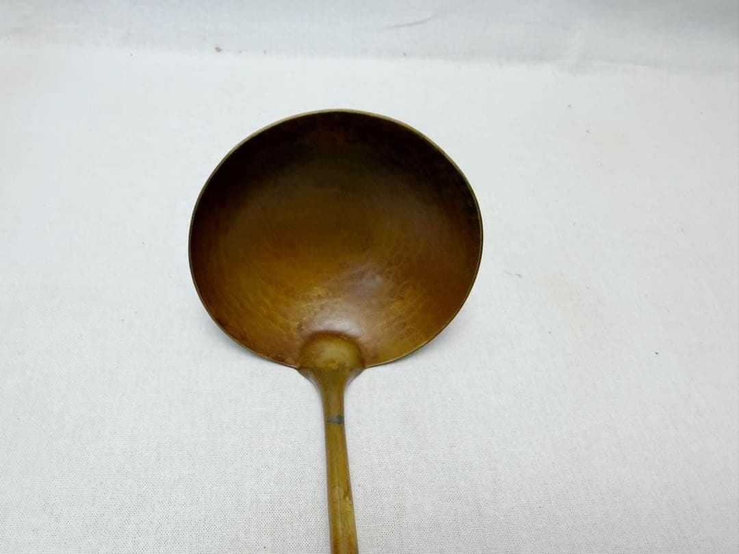 未使用 茶道具 唐銅汁器 籐巻き （杓子付） 重さ約1.4kg 元箱