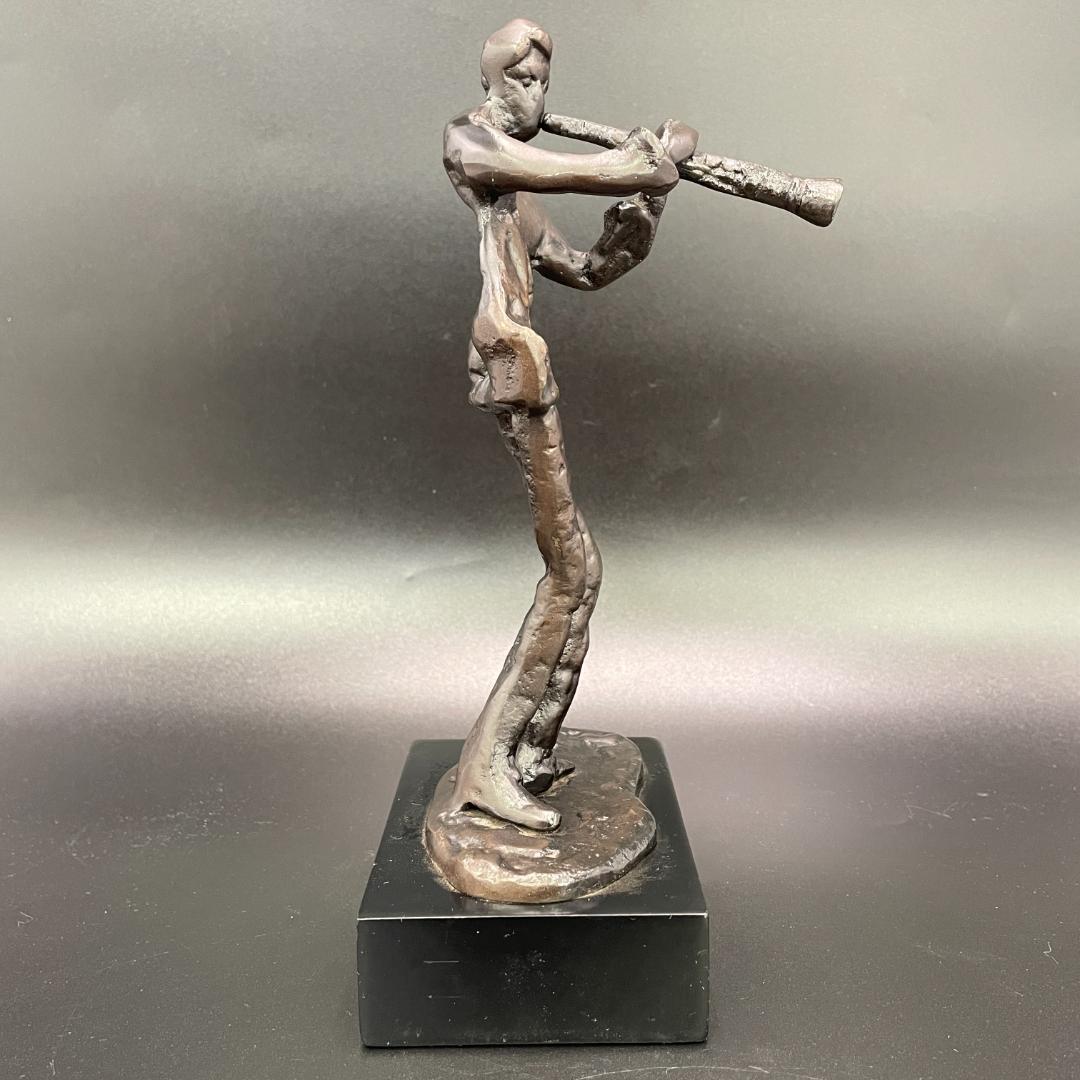 ブロンズ像 フルートを持つ人物像 ミッドセンチュリーモダン 抽象彫刻 SB17