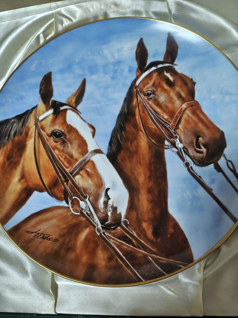 馬の絵画 陶器プレート 30cm