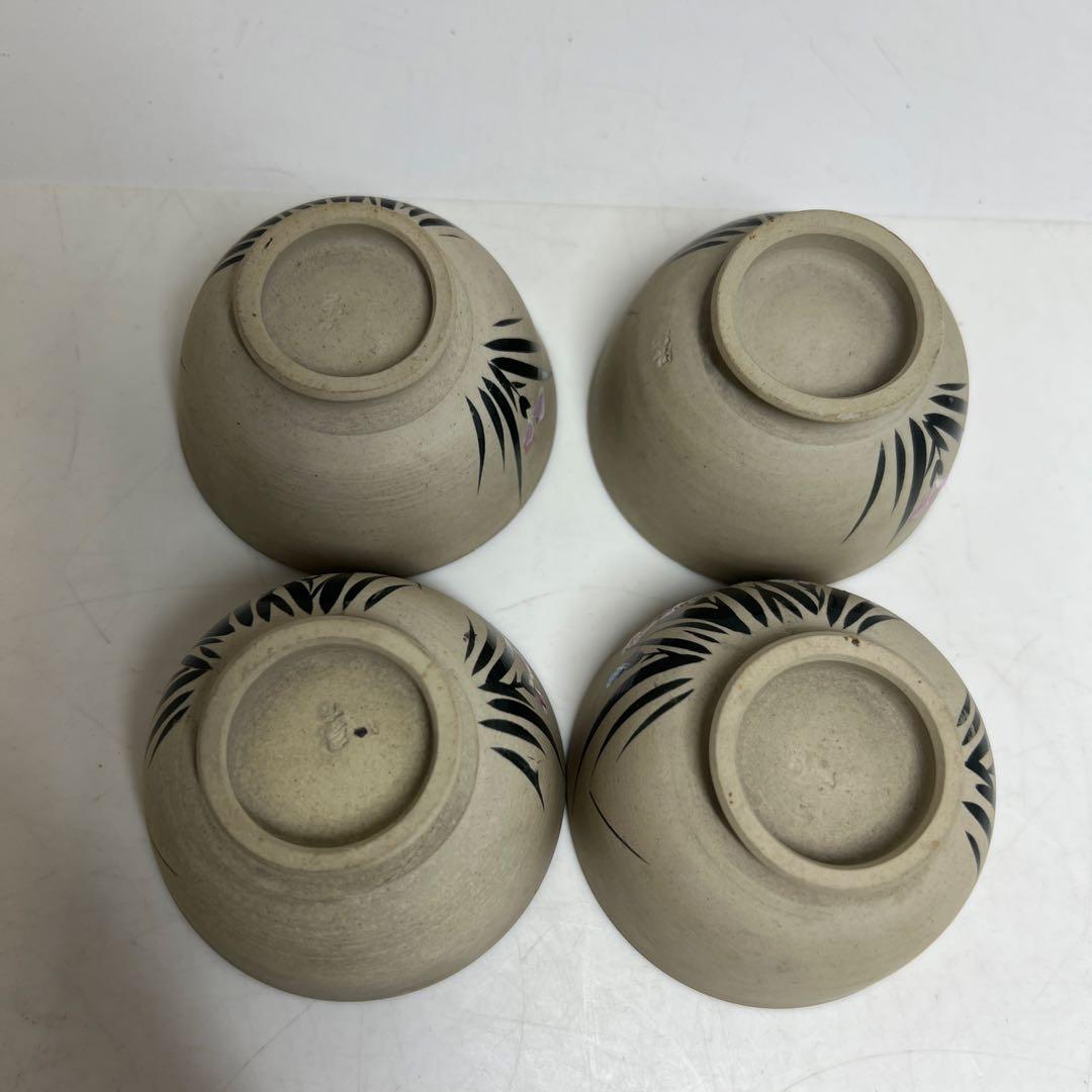 萬古焼　色絵　煎茶碗4客　口径7.2㎝　東さ8-0124①