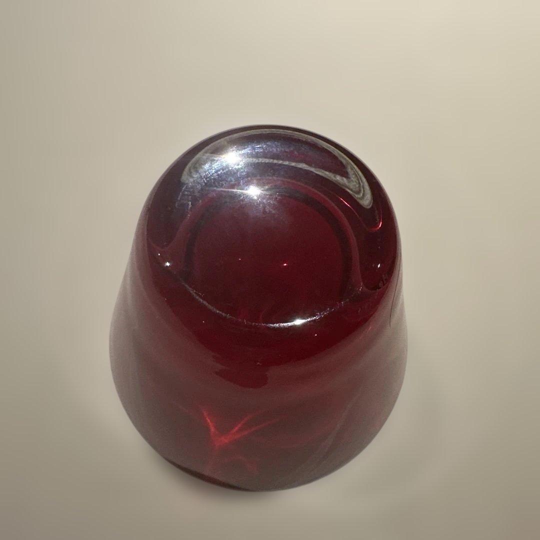  コーン型ガラス置物 赤/オレンジ