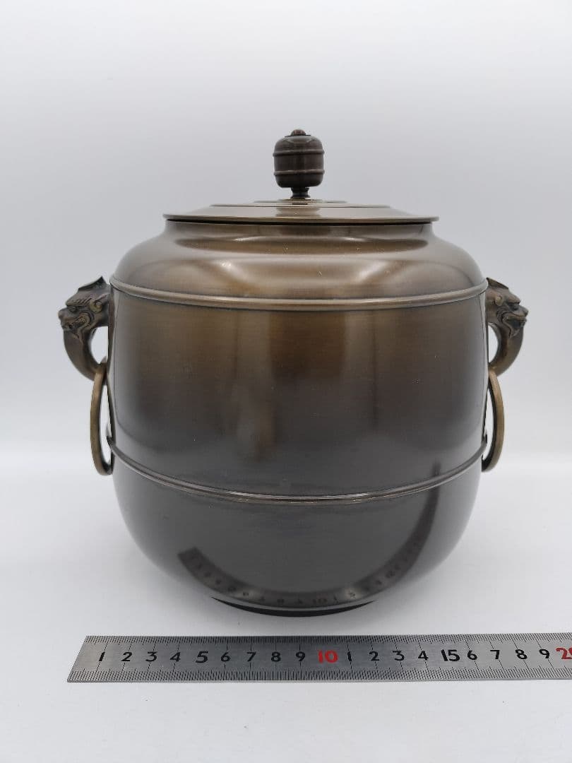 c393 唐銅皆具 利休好 金森浄栄 木箱 茶道具 古物