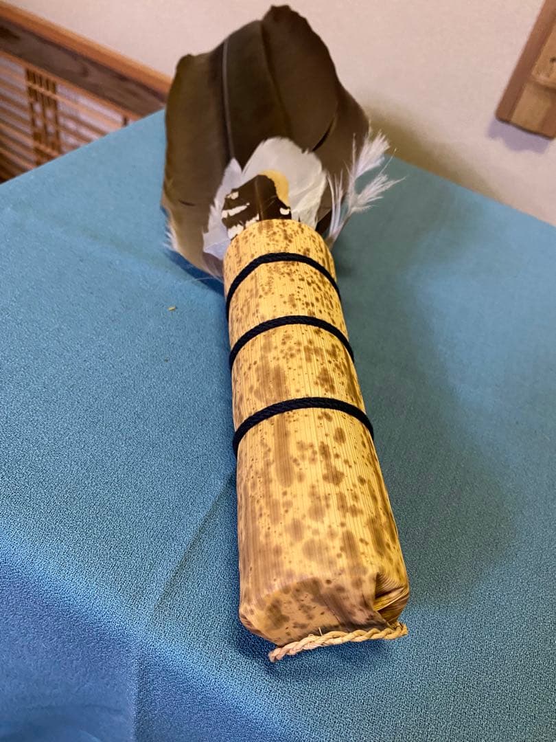 茶道具/座箒 竹皮持手 掴み羽箒 裏千家