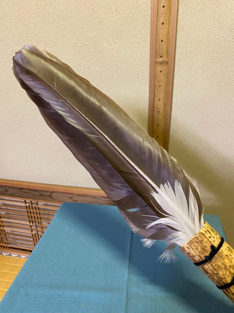 茶道具/座箒 竹皮持手 掴み羽箒 裏千家