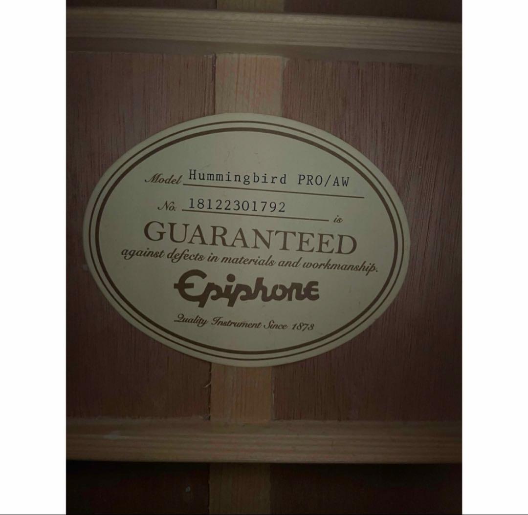 【限定カラー】Epiphone ハミングバード　エレアコ　ホワイト