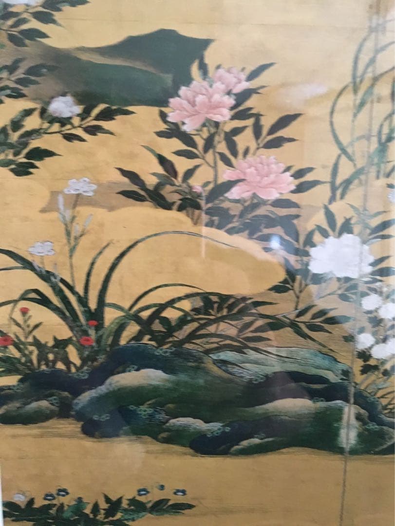 四季草花図　印刷画　日本画 フレーム　額装　額縁