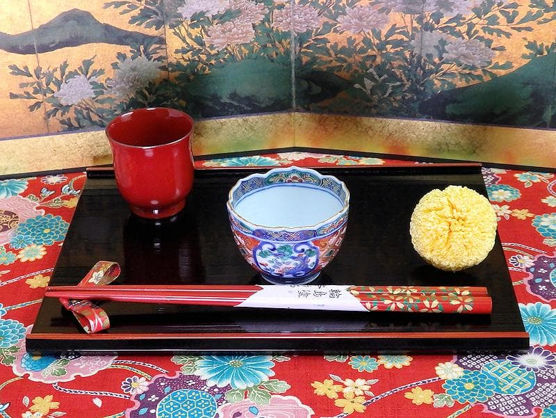 大聖寺伊万里　金襴手　窓絵　松竹梅の図　猪口　５客　E047AS-DCf