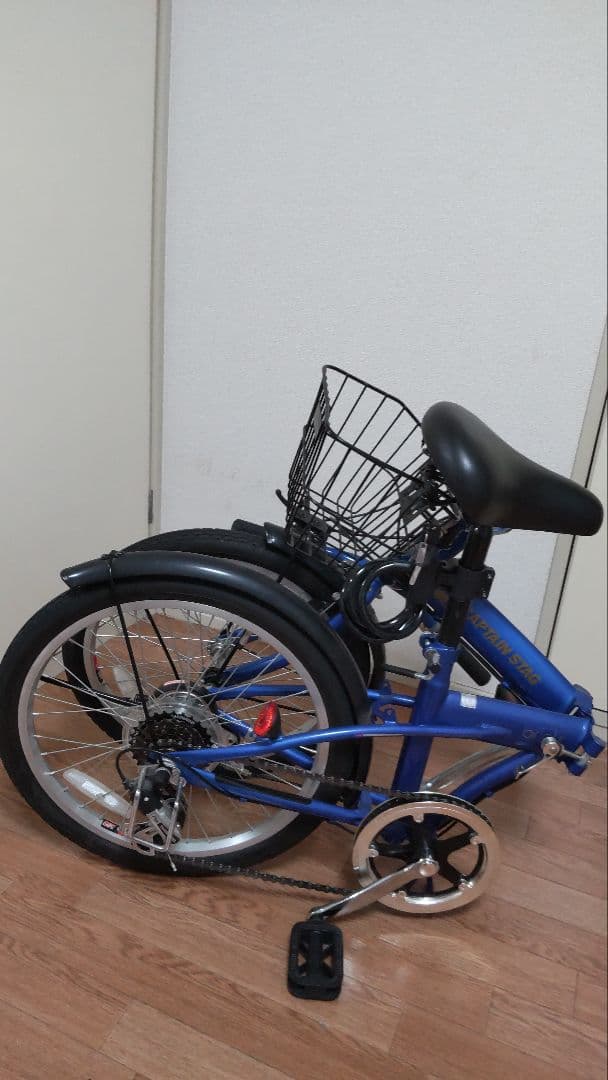 CAPTAIN STAG 折り畳み自転車 青色 前バスケット付 引取限定 愛知県