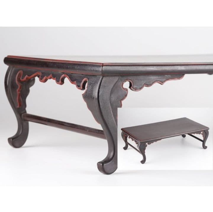 江戸明治期の黒漆塗段紋入平卓 寺院仏具 仏教美術 香炉台 花台春日卓古伊万里盆栽