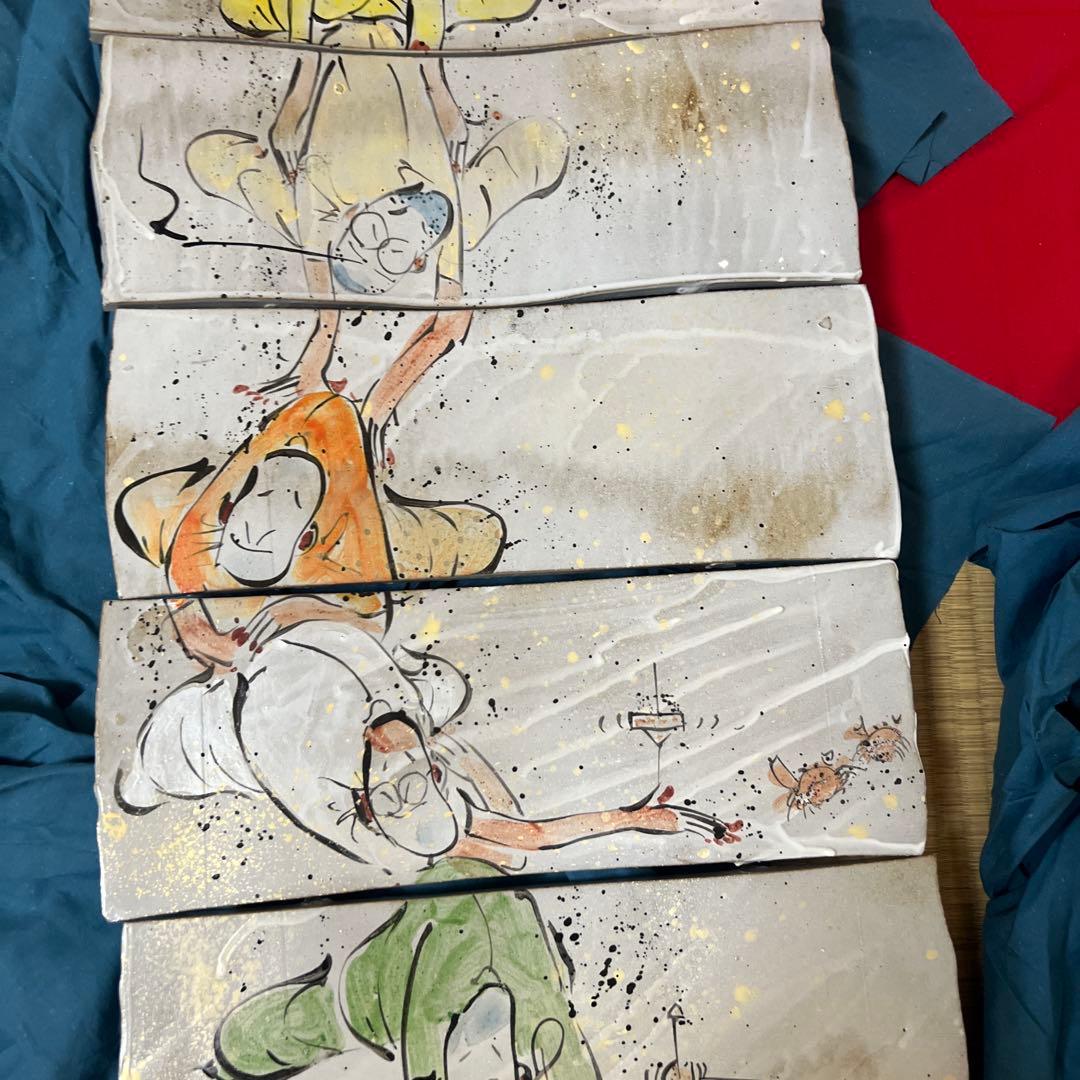 コレクション　未使用品　佐藤敏 お皿　九枚セット　本物保証品 供箱　共布