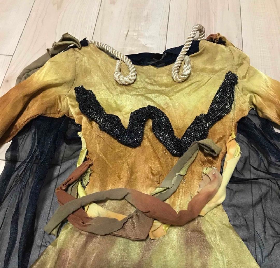 手作りダンス衣装 茶色ユニタード　装飾つき