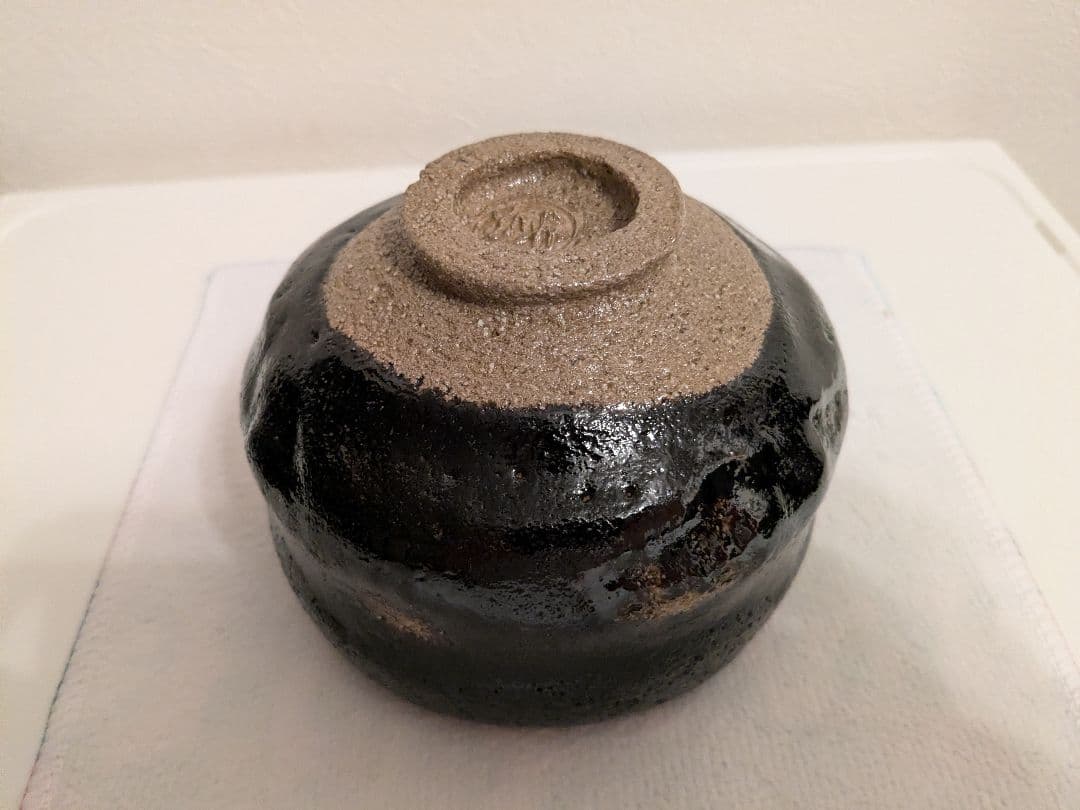 紫野焼　黒茶碗　共箱　口径11-12cm
