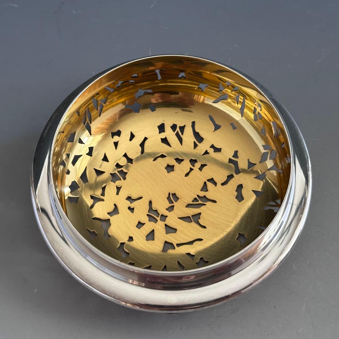 工芸品　赤絵　四君子図　香炉　五代　三浦竹泉　二重箱　信幸造純銀火舎　付　京焼