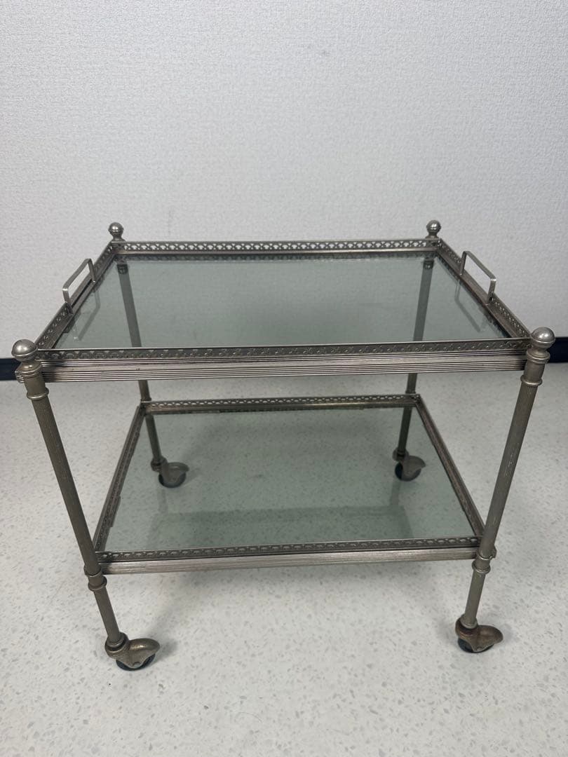 ティー トローリー キッチン ワゴン ガラストップ フランス製 ※i4※