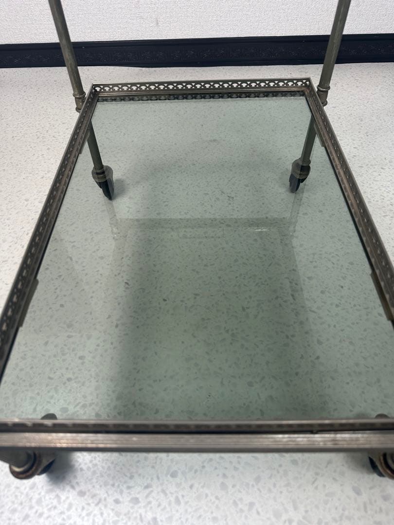 ティー トローリー キッチン ワゴン ガラストップ フランス製 ※i4※