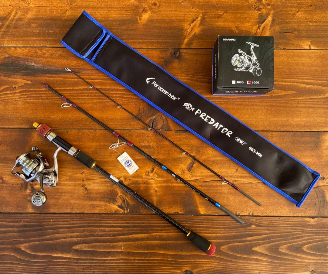 ジギングロッド　3ピースパックロッド　Fujiガイド タイラバ　4000番リール