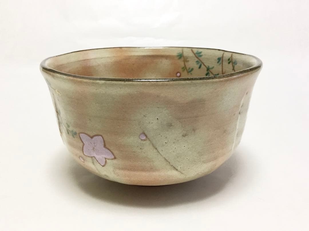 茶道具 古物品 茶碗 桃柳 勝龍寺窯 木箱入