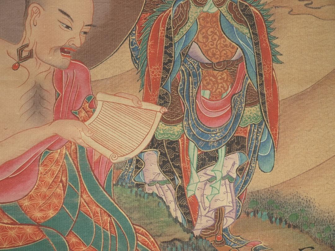 人物図 中国丁雲鵬　 明時代 肉筆保證 唐物唐本　掛け軸 BD820C11-4