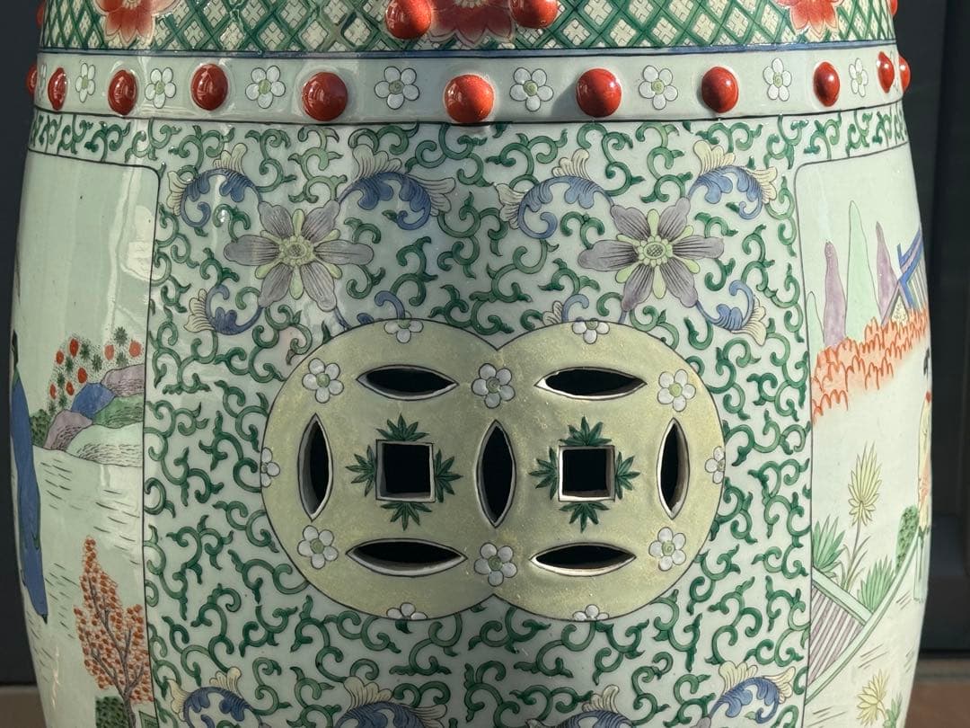 中国　粉彩人物圖　墩① 送料込み260108