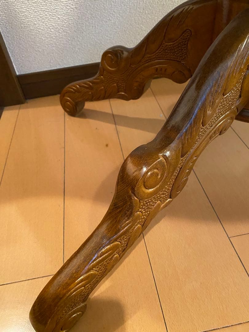 猫脚　象嵌イタリア製　木製テーブル　【注意】地域にては問い合わせ必須