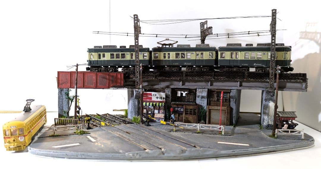 T*y様 Ｎゲージ・ミニジオラマ【昭和の京成町屋ガード下・都電のある情景】車両付