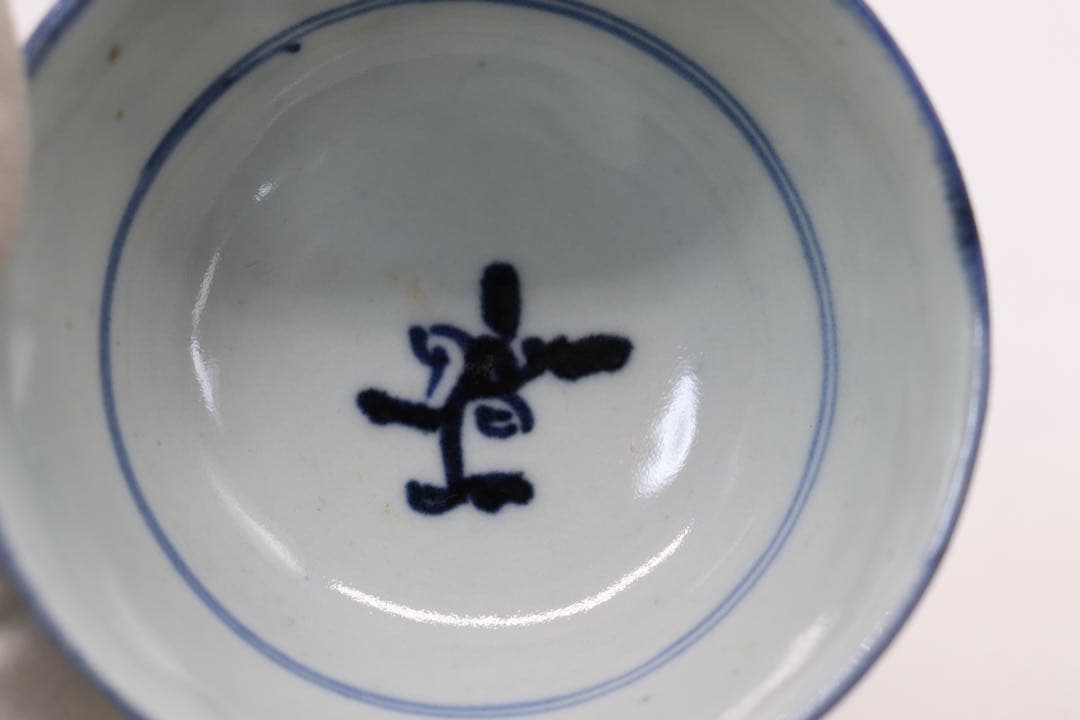 中国　清時代中期　染付湯呑み7点　中国茶器　木箱入　送料込み0515