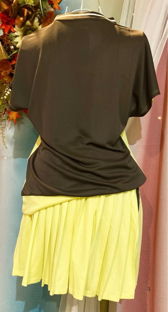 No.867 FILA スモーキーYELLOWのプリーツ☆新品☆XL☆